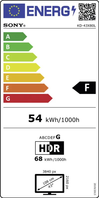 Sony KD43X80LPAEP energielabel