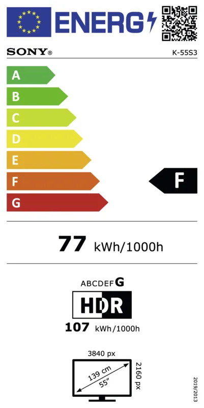 Sony K55S39B.CEI energielabel