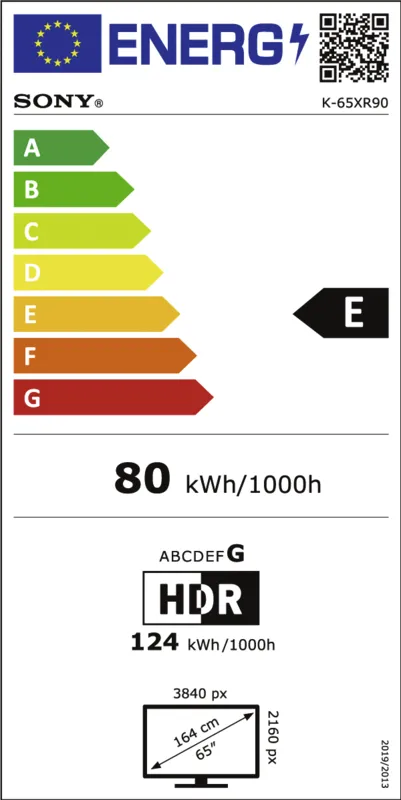 Sony K65XR90PAEP energielabel