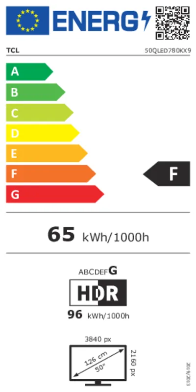 TCL 50QLED780K energielabel
