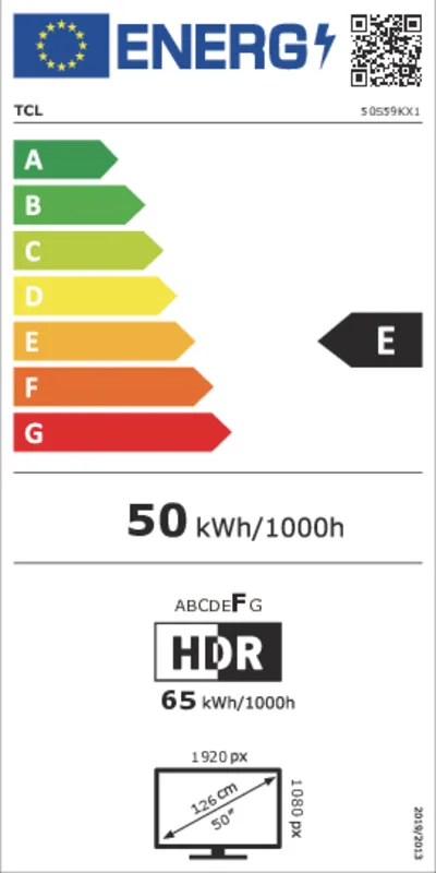 TCL 50S59K energielabel