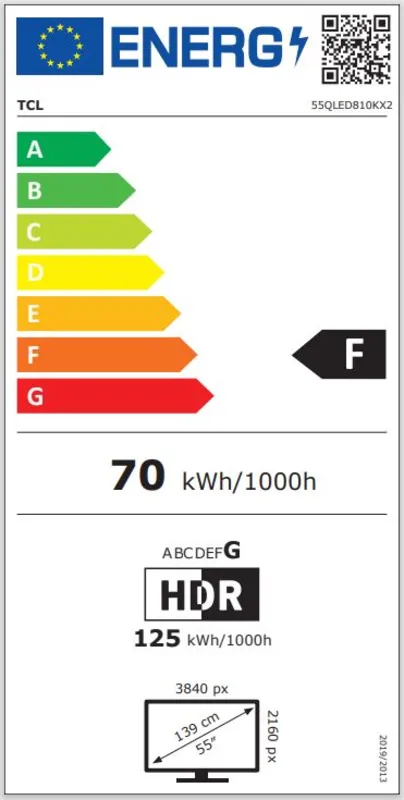 TCL 55QLED810K energielabel