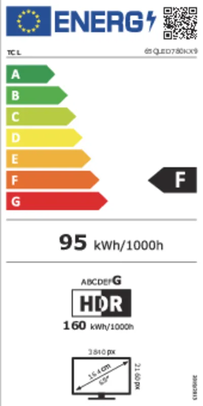 TCL 65QLED780K energielabel