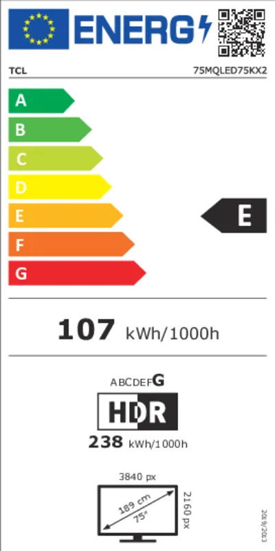 TCL 75MQLED75K energielabel