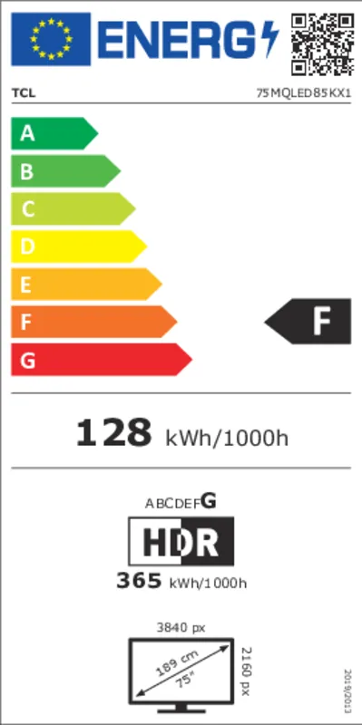 TCL 75MQLED85K energielabel