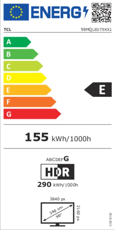 TCL 98MQLED75K energielabel
