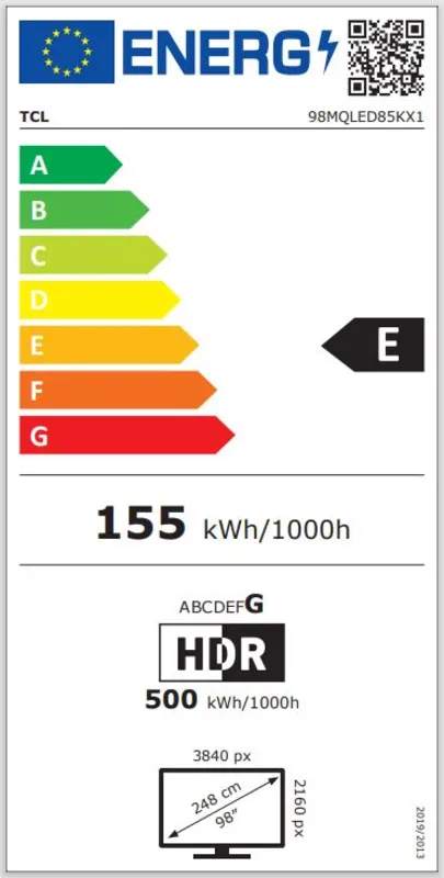 TCL 98MQLED85K energielabel