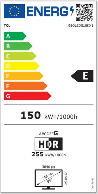 TCL 98QLED810K energielabel