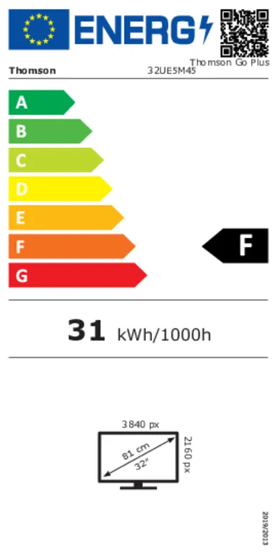 Thomson 32UE5M45 energielabel