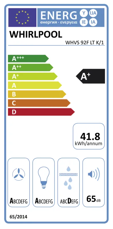 Whirlpool WHVS 92F LT K/1 energielabel