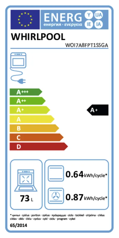 Whirlpool WOI7A8FPT1SSGA energielabel