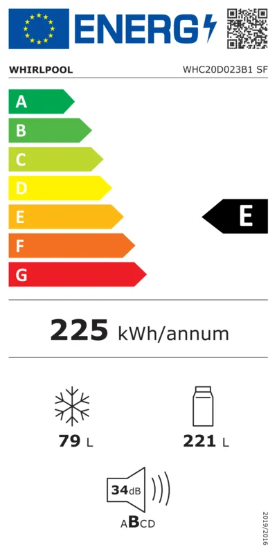 Whirlpool WHC20D023B1 SF energielabel