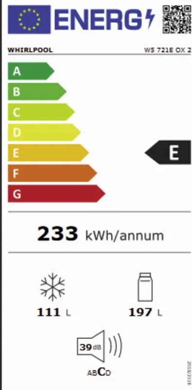Whirlpool W5 721E OX 2 energielabel