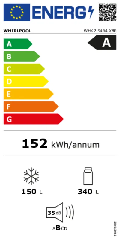Whirlpool WHK2 5494 X8E energielabel