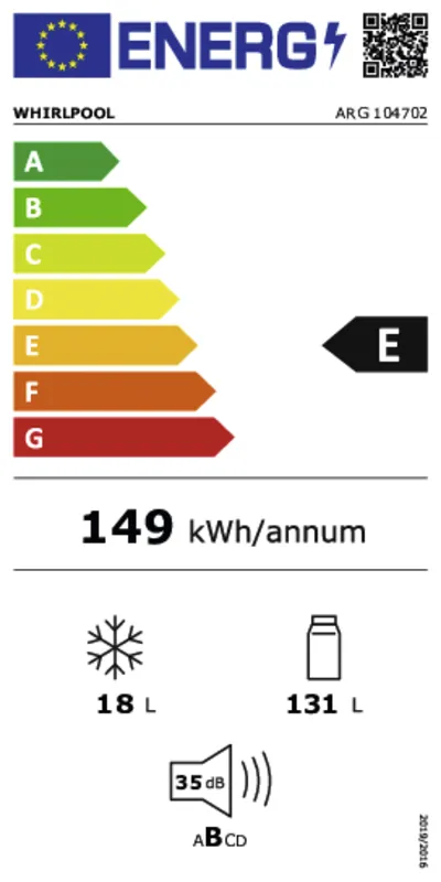 Whirlpool ARG 104702 energielabel