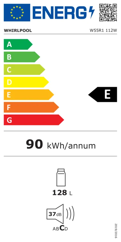 Whirlpool W55R1 112W energielabel