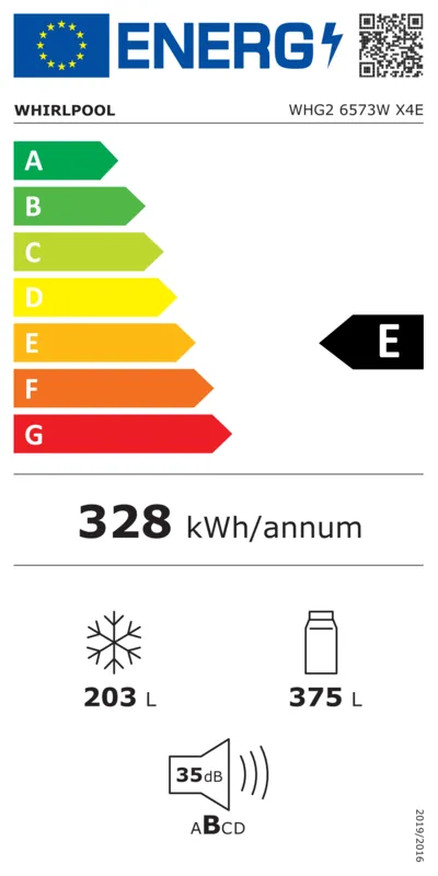 Whirlpool WHG2 6573W X4E energielabel