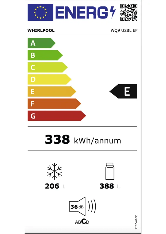 Whirlpool WQ9U2BLEF energielabel
