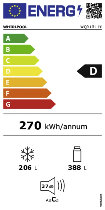 Whirlpool WQ9U3LEF energielabel
