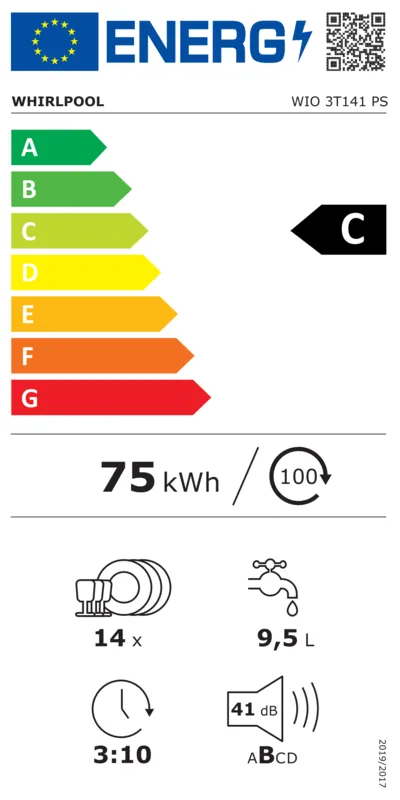 Whirlpool WIO 3T141 PS energielabel