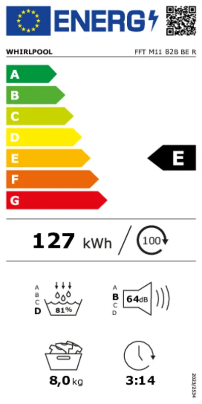 Whirlpool FFT M11 82B BE R energielabel