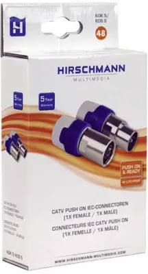 Hirschmann KOK 5/KOS 5 shop CATV push on IEC-connectoren (female/male)